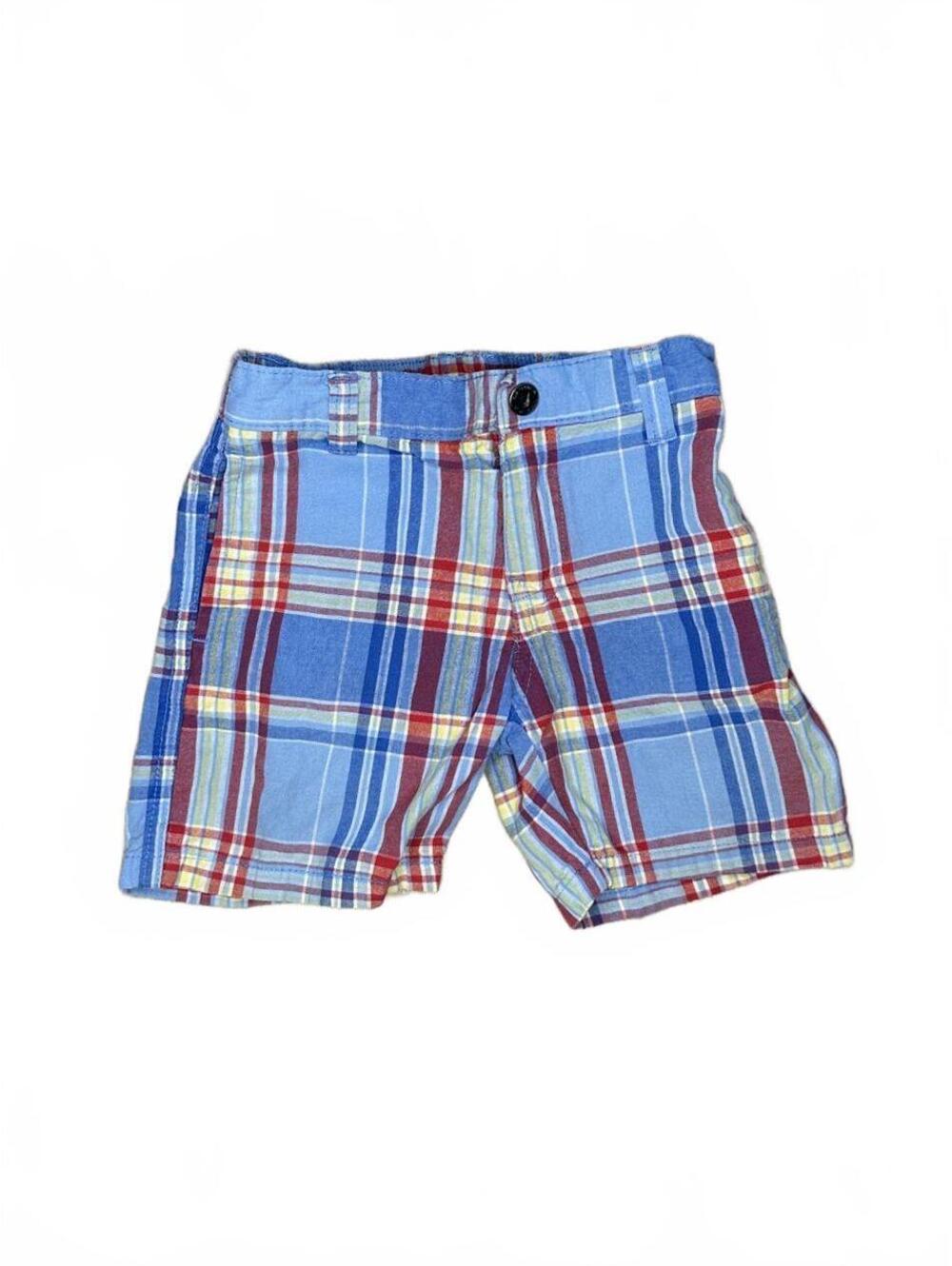 Nautica 12-18M Plaid Cotton Shorts Blue Red Baby